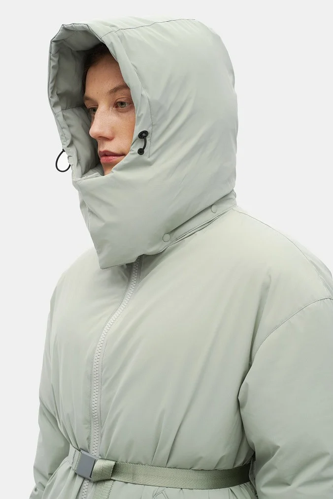 Двусторонний пуховик женский SHU светло-серый