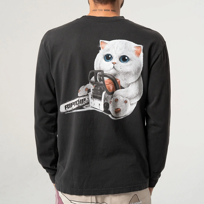Лонгслив RIPNDIP Find Out Long Sleeve Charcoal Vintage Wash